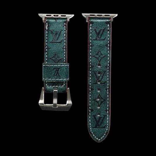 Dark Green Mono Gloss Leather Apple Watch Band