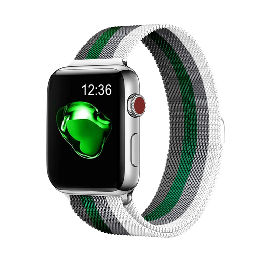 Green x Grey Striped Milanese Band